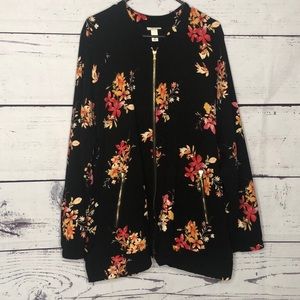 AVA & VIV Plus size floral bomber jacket